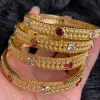 Bangles Africa 4pcs/lot luxury dubai Bangles For Women Girl With rhinestones Jewelry Saudi Arabia Bracelets Habesha Indian Bride Gift