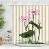 Shower Curtains Green Leaf Plant Print Curtain Set Palm Grove Flower Lotus Polyester Fabric Toilet Decoration Bathroom With Hook