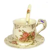 Teaware Sets European Style Classical Ceramic Coffee Cup And Dish Tea Set Fashion Gift Painted Gold