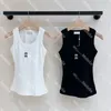 Bordado feminino singlet tank tops letras sexy sem mangas recortadas topos esportes casual luxo designer tanques