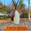 Hanger Kettingen Imitatie Xinjiang Tian Jade Kiezelsteen Met Leer Ruwe Steen Natuurlijke Afghanistan Blauwachtig Witte Ketting Penda