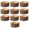 Candle Holders 10pcs Wooden Holder Tea Light Rustic For Wedding Party Birthday Holiday Decoration ( Coffee )