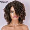 Perruques courtes coiffes dreadlock perruque bouclée synthétique soft fausse locs perruques avec frange pour femmes noires ombre crochet twist hair wigs annivia