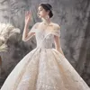 2024 Modest Princess A Line Wedding Dresses Appliques Off Shoulder bling Bridal Gowns Wedding Dress Plus Size vestidos de noiva crystals beaded Sexy Women Wed Dress