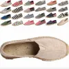 Shoes 2022 New Men Fashion Flats Plimsolls Solid Canvas Shoes Casual Linen Loafers Lovers Shoes Male hemp Espadrille Fisherman Shoes