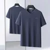 T-shirt da uomo 8XL 7XL 6XL 2024 Estate High End Luxury Lettera Ricamo Camicia Uomo Abbigliamento Manica corta con scollo a V Mens Tshirt in cotone