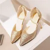 Pumps Classic Sequins High Heels for Women Summer Korean Style Beaded Pointed Sandals Wedding Bride Shoes Zapatos De Novia Para Boda