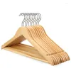 Hangers Extra-Wide Seamless Solid Wood And Metal Hook Wooden With Notches Non-slip For Clothes Shelf Rack