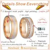 Bandringar av hög kvalitet Western Cz Diamond Wedding Couple Ring Set Lämplig för par Alliance 18K Rose Gold Titanium Plated Steel Smycken