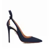 heels Woman pop sexy sandal pointed toe cutout leather pumps slingback wedding party dress pump black nude sude leather