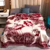 Blankets Thickened Fleece Blanket Plush King Size Heavy Mink Silky Soft And Warm 2 Ply A&B Printed Raschel Bed