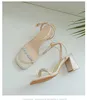 Hip Summer Sandal Women Pearl Open Toe Ankle Strap One Line Buckle High Heeled Thick Roman Sandals 240228
