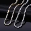 Hiphop Micro insert CZ Chain Iced Out Jewelry Custom 3/4/5mm 14k Gold Plated tennis Chain Bracelet Necklace