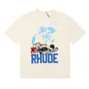 Meichao Rhude Coconut Racing Print High Street oversized losse casual T-shirt met korte mouwen voor mannen en vrouwen