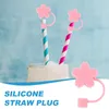 Engångskoppar Straws 2 PCS Top Hat Lazy Straw Dust Cap Plug Child Outdoor Decor Silicone Silica Gel härliga tips omslag