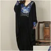 민족 의류 중국 스타일 빈티지 여성 옷 2022 패션 롱 드레스 느슨한 드레스 캐주얼 플러스 크기 Maxi Robe Femme 10441 드롭 배달 dhqiz