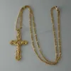 Hänge halsband guldfärg Jesus Cross Pendant Christ Redeemer Christian Catholic 18 tum eller 24 tum halsband 240330