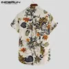 Chemises décontractées pour hommes hommes Hawaiian Shirt Printing Collier de support à manches courtes 2023 Vacation décontractée Vêtements Hommes Streetwear Coton Shirts S-3XL 240402