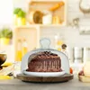 Platten Kuchenschutzglas mit Bambusholzschale Displayhaube