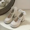 Botlar Yeni Mary Jane Kadın Pompalar Lolita Round Toe Ayakkabı Bayanlar Kalın Yüksek Topuklu Ayakkabı Kadın Bahar Moda Orijinal Deri Ayakkabılar Kadın