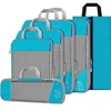 Nuevo 2024 6pcs Cubos de embalaje comprimido Organizador de almacenamiento de viajes con bolsa de zapato maldita Mesh Visual Luggage Portable Ligera de maleta Ligera Bolsa