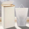 Laundry Bags Collapsible Clothes Hamper With Lid & Inner Bag Storage Basket Oxford Cloth Bathroom Accessories