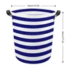 Blue And White Stripes Organizer Oxford Cloth Laundry Basket Waterproof Hamper Dirty Clothes Storage Red and Whit 240319