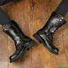 Сапоги модные мужчины мотоциклетные ботинки Skull Combat Army Men Boots Boots Punk Goth Men Men Shoes High Top Casual Boot Botas hombre