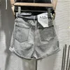 Женские шорты, светло-серые джинсовые брюки для женщин, летние хлопковые повседневные свободные джинсы трапециевидной формы с высокой талией, 2024