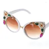 Lunettes De Soleil 2024 Diamant Dames Marque Designer Lunettes De Fête Strass Saison Fleur Lunettes Lunette De Soleil Femme