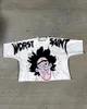 Women's T Shirts Cartoon Big Head Pattern T-shirt Goth Spring And Summer Punk Y2k Harajuku Hip-hop Fashion Street Loose Clothing 2024 Tops