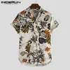 Chemises décontractées pour hommes hommes Hawaiian Shirt Printing Collier de support à manches courtes 2023 Vacation décontractée Vêtements Hommes Streetwear Coton Shirts S-3XL 240402