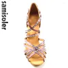 Dance Buty Ladies Latin Rhinestone Sofe Sols Sandals Sandals Wedding Heels 9 cm