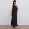 TH~ROW 2024 Spring/Summer New Slant Cut Off Shoulder Dress Sleeveless Design A-line Dress for Women
