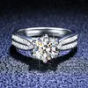 Оригинальное платиновое кольцо PT950, сверкающее кольцо D, цвет 3, пасьянс, лабораторные кольца с бриллиантами, обручальное кольцо, ювелирные изделия для женщин, 240402