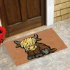 Tappeti Bellissimo pavimento ad asciugatura rapida Highland Cow Pad Tappeto per porta resistente all'usura Fornitura per il bagno d'ingresso
