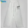 여자 바지 Yiciya Y2K 스타일의 활 인쇄 스트레이트 패션 스웨트 팬츠 여성 전장 헐렁한 바지 복장 캐주얼 바지 2024 90 년대