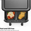 FRYER AIR ARIA 6 QT Dual Basket Fryer Air Fryer W/ Easy Visualizza Windows2 Indipendente Indipendente 3QT Distich Lavastoviglie Cesti di friggiti per la lavastoviglie - Nero Y240402