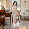 Ethnic Clothing 2023 Summer Slimming Chinese Style Cheongsam Daily Lace Hollow Out Young Bridesmaid Evening Party Dress For Drop Deliv Dhpin