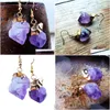 Charm Boheme Pierre Naturelle Amethyste Boucles Doreilles Pendantes en أو Drop Delivery Otlme