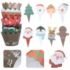 Copos descartáveis canudos muffin bolo envoltório natal sobremesa toppers embrulho de natal copo de papel festa cupcake suprimentos decoração ornamentos