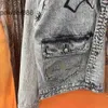 2024 Spring New Trendy Product Fushen Graffiti Letter Detachable Sleeves Washed Denim Jacket