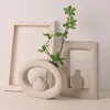 Vaser Creative Nordic Ins Style Plain White Ceramic Vase Ornaments Living Room Flower Arrangement Device Holiday Gift For Friends