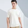 Męskie koszule szdyqh o-deterk pullover krótkie rękawowe i letnia koreańska koszulka merynosowa wełna