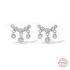 Stud Earrings Aide 925 Sterling Silver Five Round Zircon Earring Climber With Three Crystal Charm For Women Luxury Party Jewelry