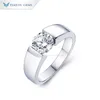 Tianyu gems 5mm solitaire diamon prata anéis de casamento unissex redondo 925 banda 18k banhado a ouro acessórios de joias 240402