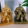 Estatuetas decorativas douradas, grande líder chinês, estátua, presidente, escultura, bronze antigo, decoração de casa, mesa de artesanato