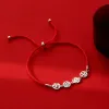 Armreifen 925 Sterling Silber Frieden Freude Armband weiblich 2023 Neue Damen viel Glück dieses Jahr Rote Handseil