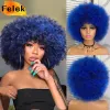 Perücken kurzes Haar Afro Kinky Curly Perücken mit Pony für schwarze Frauen afrikanische synthetische Ombre Glueless Cosplay Perücken Hochtemperatur Felek