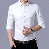 Men's Casual Shirts Fashion Business Solid Color Long Sleeved Shirt